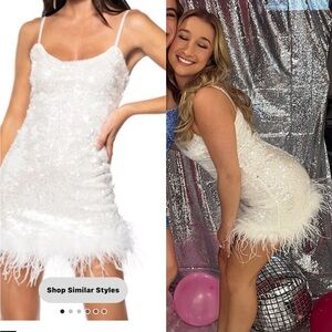 White sequin feather dress size M